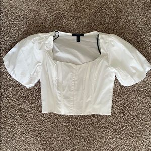 White Forever 21 Cropped Blouse